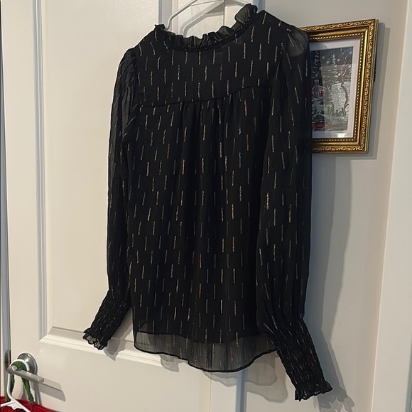 Chic Black and Gold Women's Blouse - Picture 3 of 5